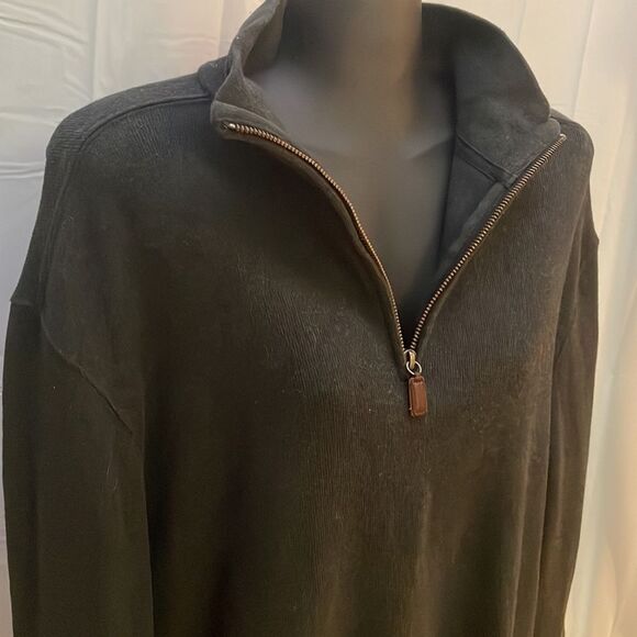 Large Ralph Lauren Blue Label black long sleeve 1/4 zip pullover sweater - Picture 5 of 16